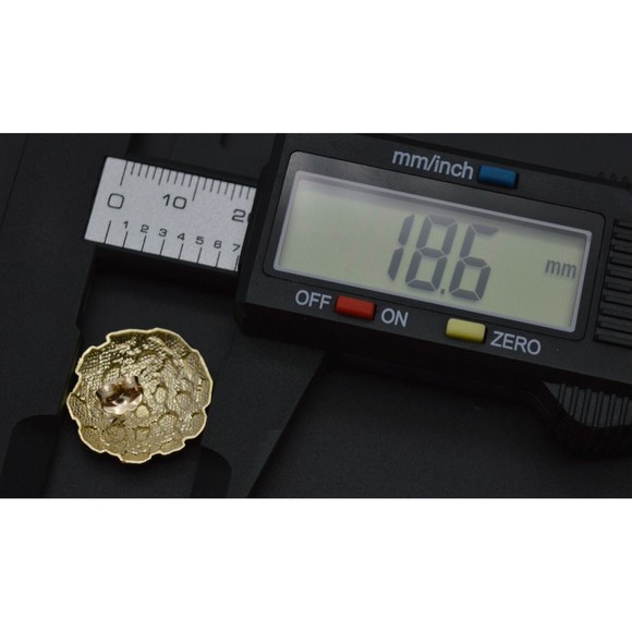 Real 10K Yellow Gold Large Round Diamond Cut Nugget Stud Earrings 18.6mm - Picture 5 of 7